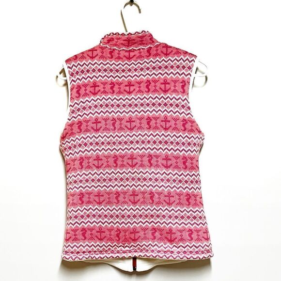 Vineyard Vines Reversible Pink Nautical fleece lined vest Women’s Sz S - Picture 2 of 6